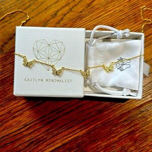 14 k gold pleated, genuine silver 18” Caitlyn the Minimalist necklace